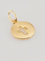 Médaille de Baptême Croix en Plaqué Or 18 Carats
