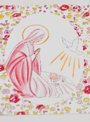 Image de Baptême - Vierge Marie et Colombe de l'Esprit Saint - Rose