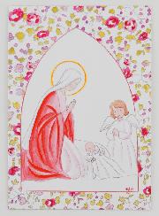 Image de Baptême - Vierge Marie et Ange-Gardien - Rose