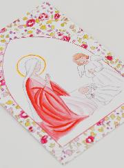Image de Baptême - Vierge Marie et Ange-Gardien - Rose