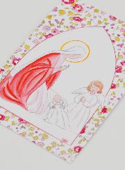 Image de Baptême - Vierge Marie et Ange-Gardien - Rose