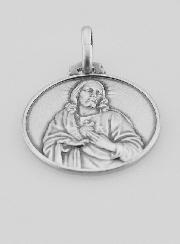 Médaille de Baptême Sacré Coeur de Jésus en Argent - 18mm