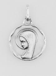 Médaille de Baptême Vierge au Voile Profil Gauche en Argent