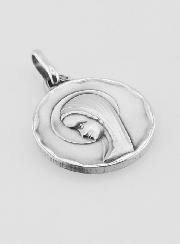 Médaille de Baptême Vierge au Voile Profil Gauche en Argent