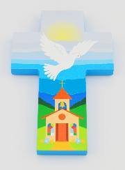 Croix Colombe Esprit Saint et Eglise - Cadeau de Baptême