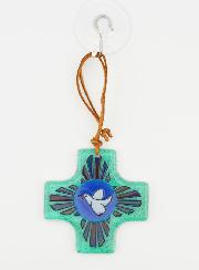 Cadeau de Baptême - Croix en Verre Colombe de la Paix