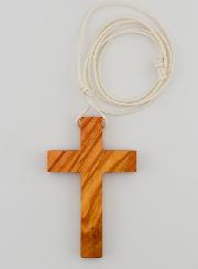 Croix d'Aube de Communion en Bois d'Olivier avec Cordon Blanc