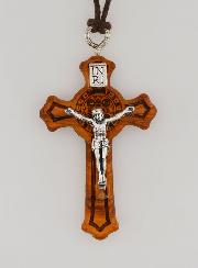 Croix de Saint Benoît en Bois d'Olivier + Cordon