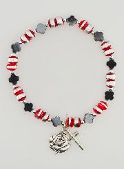 Bracelet Dizainier Perles Fleurs d'Hématite - Croix