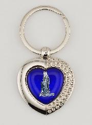 Porte-Clés Coeur Bleu Notre Dame de Lourdes