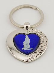 Porte-Clés Coeur Bleu Notre Dame de Lourdes