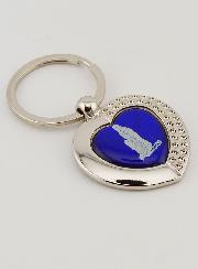 Porte-Clés Coeur Bleu Notre Dame de Lourdes