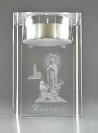 Bougeoir en Verre Notre Dame de Lourdes