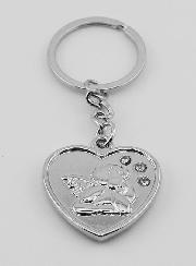 Porte-Clés Coeur Ange-Gardien Argent et Diamants Strass