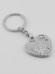 Porte-Clés Coeur Ange-Gardien Argent et Diamants Strass