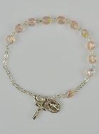 Bracelet Chapelet en Perles de Cristal Rose - Médaille Miraculeuse