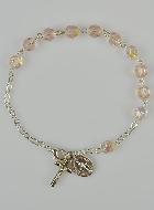 Bracelet Chapelet en Perles de Cristal Rose - Médaille Miraculeuse