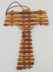 Croix de Tau en Bois d'Olivier et Prière du Notre Père