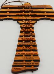 Croix de Tau en Bois d'Olivier et Prière du Notre Père