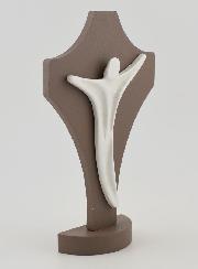 Crucifix Stylisé en Céramique et Bois