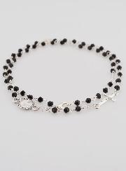 Chapelet Collier Mode - Perles de Cristal Noir - 50 cm