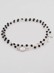 Chapelet Collier Mode - Perles de Cristal Noir - 50 cm