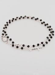 Chapelet Collier Mode - Perles de Cristal Noir - 50 cm