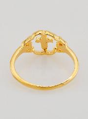 Bague Croix et Fleur en Plaqué Or - Taille 58