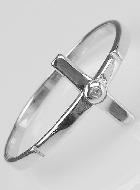 Bague Croix et 1 Diamant Strass - Argent Massif - Taille 58