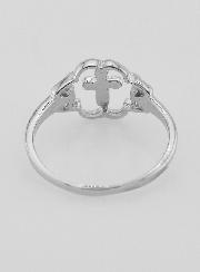 Bague Croix et Fleur en Argent Massif - Taille 54