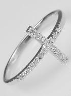 Bague Croix et Diamants Strass - Argent Massif - Taille 58