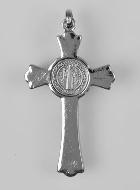 Pendentif Croix de Saint Benoit Argenté - 5 cm