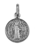 Médaille Saint Benoit en Argent Massif - 15 mm