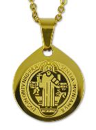 Médaille de Saint Benoît Dorée + Chaîne