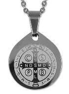 Médaille de Saint Benoît Argentée + Chaîne