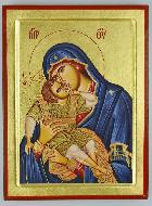 Icône Byzantine Vierge de Tendresse Bleue - 24 cm