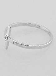 Bague Croix et 1 Diamant Strass - Argent Massif - Taille 60