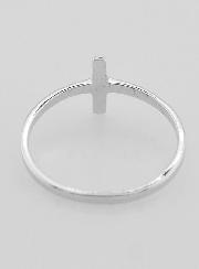 Bague Croix et 1 Diamant Strass - Argent Massif - Taille 60