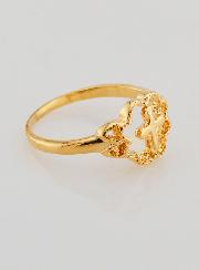 Bague Croix et Fleur en Plaqué Or - Taille 54