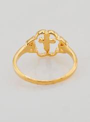 Bague Croix et Fleur en Plaqué Or - Taille 54