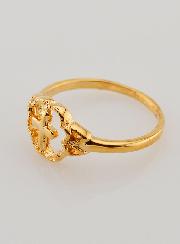 Bague Croix et Fleur en Plaqué Or - Taille 56