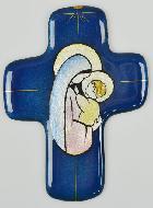 Croix Vierge à l'Enfant Jésus en Emaux Véritable du Liban