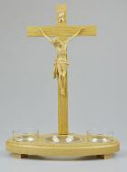 Crucifix du Christ en Bois sur Socle avec Bougies
