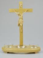 Crucifix du Christ en Bois sur Socle avec Bougies