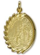 Médaille Notre Dame de Lourdes en Plaqué Or - 23 mm