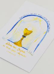 Carte de Première Communion - Souvenir - Bleu
