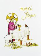 Carte de Communion - Merci Jésus - Rose