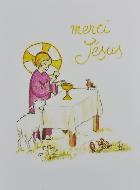 Carte de Communion - Merci Jésus - Rose