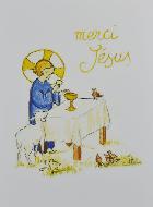 Carte de Communion - Merci Jésus - Bleu