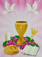 Image de Communion - Calice Vin et Pain de Vie Rose